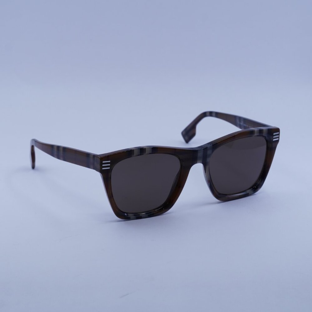 Burberry BE4348 396673 Square Sunglasses Brown Check Frame, Brown Lenses
